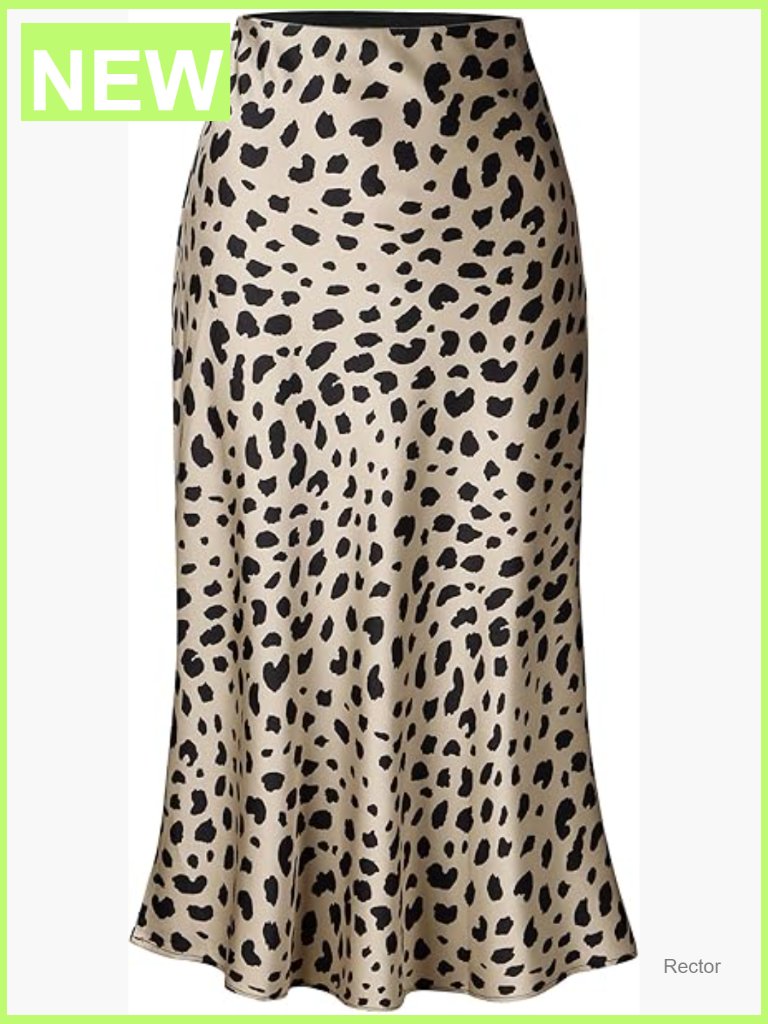 High Waist Midi Skirt Satin Polyester Elasticized Pull On Pencil Style